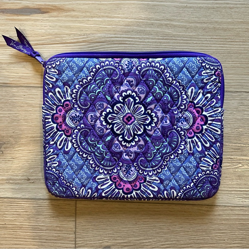 Vera Bradley Purple Quilted Tablet Sleeve with Logo Lining